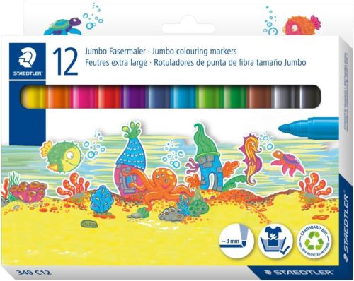 [340C12] Estuche 12 rotulador grueso noris jumbo 340 colores surtidos