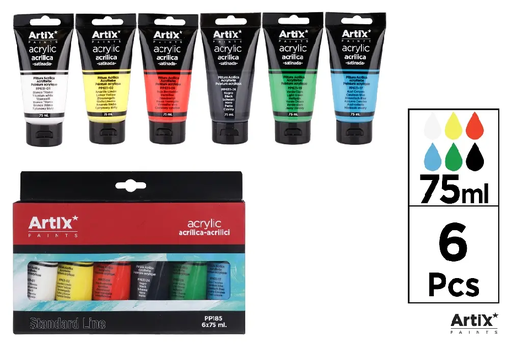 [PP185] Pintura Acrílica 6 tubos 75ml.-Artix