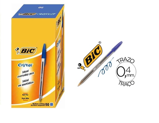[8373609] CAJA 50 BOLÍGRAFOGRAFOS BIC CRISTAL ORIGINAL AZUL 1.0mm